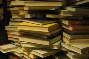 Stacks of books, Seattle, Washington, USA